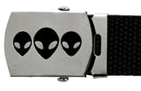 Aliens Black Adjustable Canvas Web Belt With Metal Buckle 32" to 72"