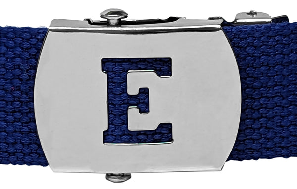 Initial E Silver Chrome Metal Buckle for Military Web Belt