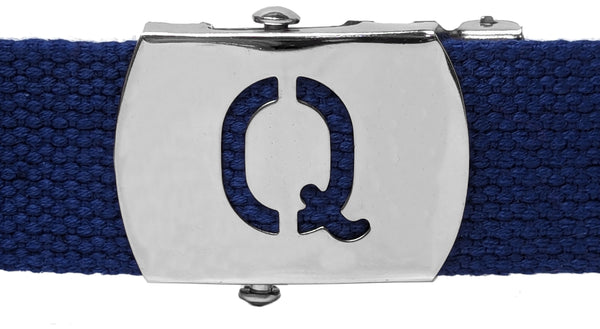Initial Q Silver Chrome Metal Buckle for Military Web Belt