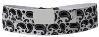 Black Paisley White Adjustable Canvas Military Web Belt With Metal Buckle 32" to 72"