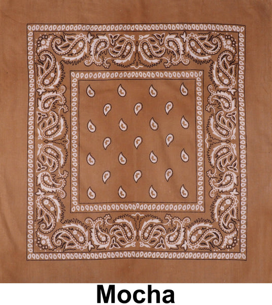 Mocha Paisley Design Print Cotton Bandana (22 inches x 22 inches)