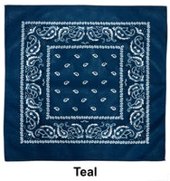 Teal Paisley Print Designs Cotton Bandana (22 inches x 22 inches)