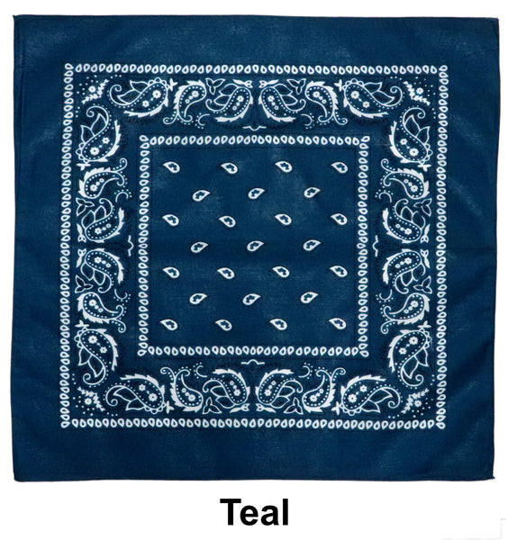 Teal Paisley Print Designs Cotton Bandana (22 inches x 22 inches)