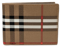 Brown Plaid Design Leather Italian Designer Bi-Fold Bifold Wallet