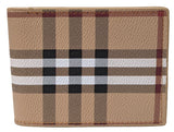 Light Brown Plaid Design Leather Italian Designer Bi-Fold Bifold Wallet