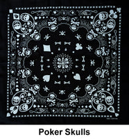 Poker Skull Crossbones Designs Cotton Bandana (22 inches x 22 inches)