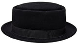 100% Wool Porkpie Pork Pie Upturn Short Brim Black Hat