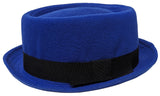 Blue Porkpie Pork Pie Upturn Short Brim Wool Blend Hat