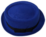 Blue Porkpie Pork Pie Upturn Short Brim Wool Blend Hat
