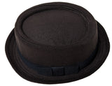 Brown Porkpie Pork Pie Upturn Short Brim Wool Blend Hat