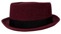 Burgundy Porkpie Pork Pie Upturn Short Brim Wool Blend Hat