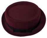 Burgundy Porkpie Pork Pie Upturn Short Brim Wool Blend Hat
