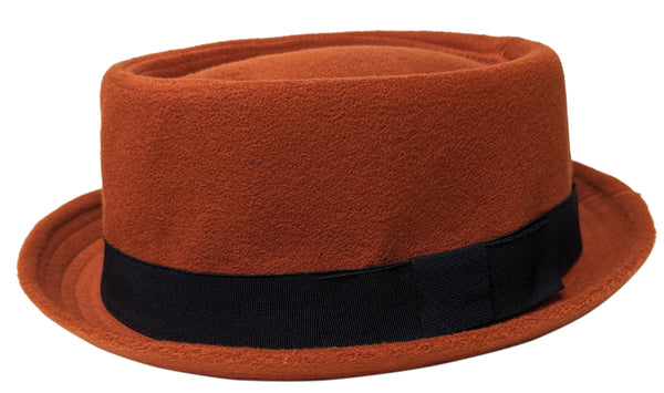 Copper Porkpie Pork Pie Upturn Short Brim Wool Blend Hat