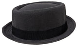 Dark Gray Porkpie Pork Pie Upturn Short Brim Wool Blend Hat