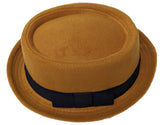 Khaki Porkpie Pork Pie Upturn Short Brim Wool Blend Hat