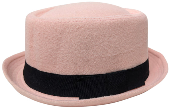Light Pink Porkpie Pork Pie Upturn Short Brim Wool Blend Hat