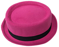 Pink Porkpie Pork Pie Upturn Short Brim Wool Blend Hat