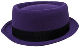 Purple Porkpie Pork Pie Upturn Short Brim Wool Blend Hat