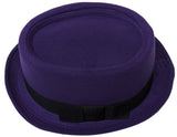 Purple Porkpie Pork Pie Upturn Short Brim Wool Blend Hat