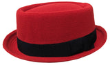 Red Porkpie Pork Pie Upturn Short Brim Wool Blend Hat