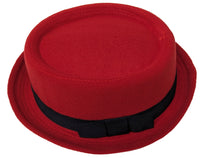 Red Porkpie Pork Pie Upturn Short Brim Wool Blend Hat