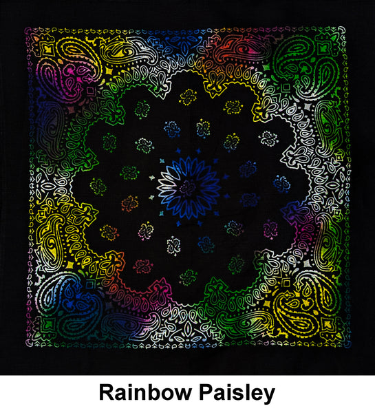 Rainbow Paisley Design Print Cotton Bandana (22 inches x 22 inches)