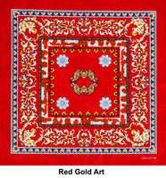 Red / Gold Art Design Print Cotton Bandana (22 inches x 22 inches)