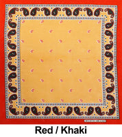 Red / Khaki Paisley Design Print Cotton Bandana (22 inches x 22 inches)