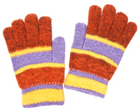 Rust Purple Yellow Knitted Winter Warm Stretch Gloves One Size