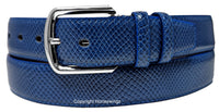 Men Blue Faux Snake Skin Leather Belt