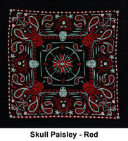 Skull Paisley - Red Design Print Cotton Bandana (22 inches x 22 inches)