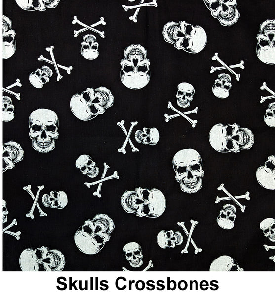 Skulls Crossbones Design Print Cotton Bandana (22 inches x 22 inches)