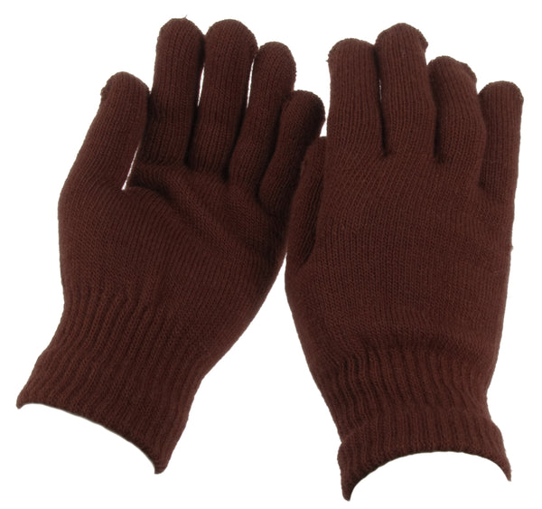 Brown Knitted Winter Warm Stretch Gloves One Size