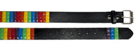 Rainbow Metal Rivets Pyramid Studs Black Leather Belt with Belt Buckle