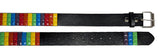 Rainbow Metal Rivets Pyramid Studs Black Leather Belt with Belt Buckle
