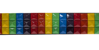 Rainbow Metal Rivets Pyramid Studs Black Leather Belt with Belt Buckle