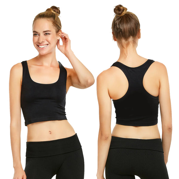Black Ladies Crop Tank Top One Size