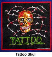 Tattoo Skulls Design Print Cotton Bandana (22 inches x 22 inches)