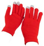 Touch Screen - Red Knitted Winter Warm Stretch Gloves One Size