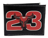 23 Bulls Black and Red Leather Bi-Fold Bifold Wallet