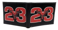 23 Bulls Black and Red Leather Bi-Fold Bifold Wallet