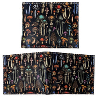 Colorful Mushrooms Leather Bi-Fold Bifold Wallet