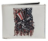 Skull Head Distress USA Flag Bi-Fold Bifold Wallet