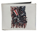 Skull Head Distress USA Flag Bi-Fold Bifold Wallet