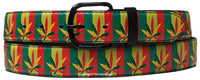 Rasta Reggae Leaf Style Bonded Leather Belt