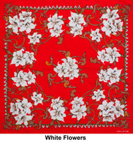 White Flowers Print Designs Cotton Bandana (22 inches x 22 inches)