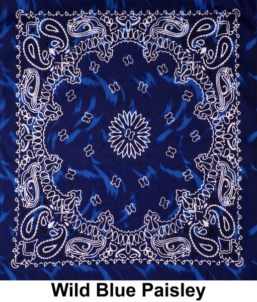 Wild Blue Paisley Print Designs Cotton Bandana (22 inches x 22 inches)
