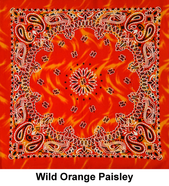 Wild Orange Paisley Print Designs Cotton Bandana (22 inches x 22 inches)