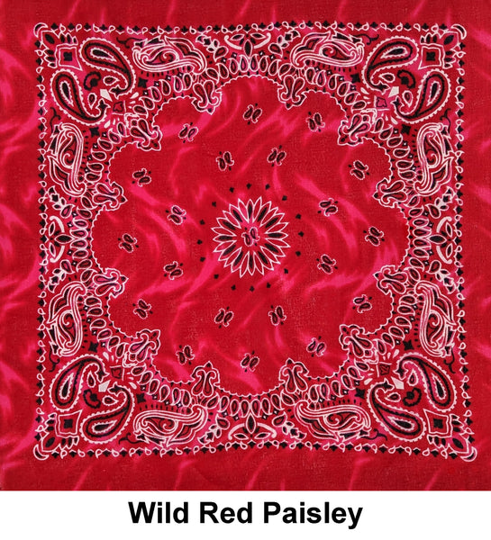 Wild Red Paisley Print Designs Cotton Bandana (22 inches x 22 inches)