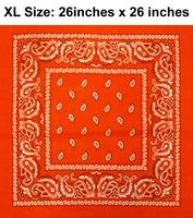 Orange Paisley Design XL 26" X 26" Cotton Scarf Bandana